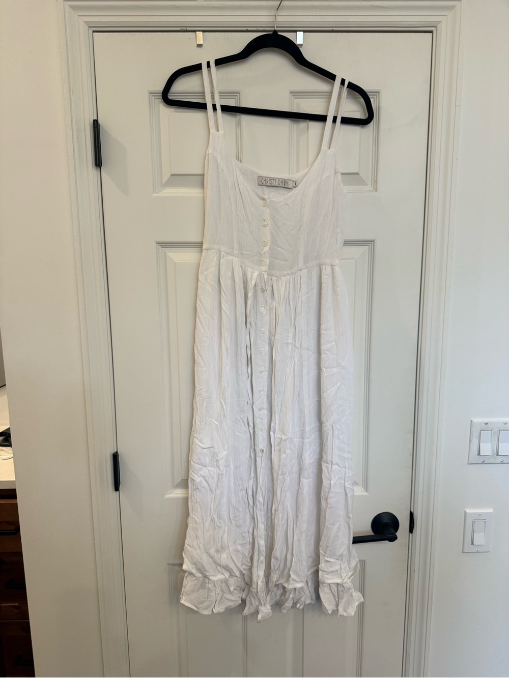 Christy Dawn Nicks Midi Dress White Cream Flowy Textured Woven Material Small - Picture 4 of 8